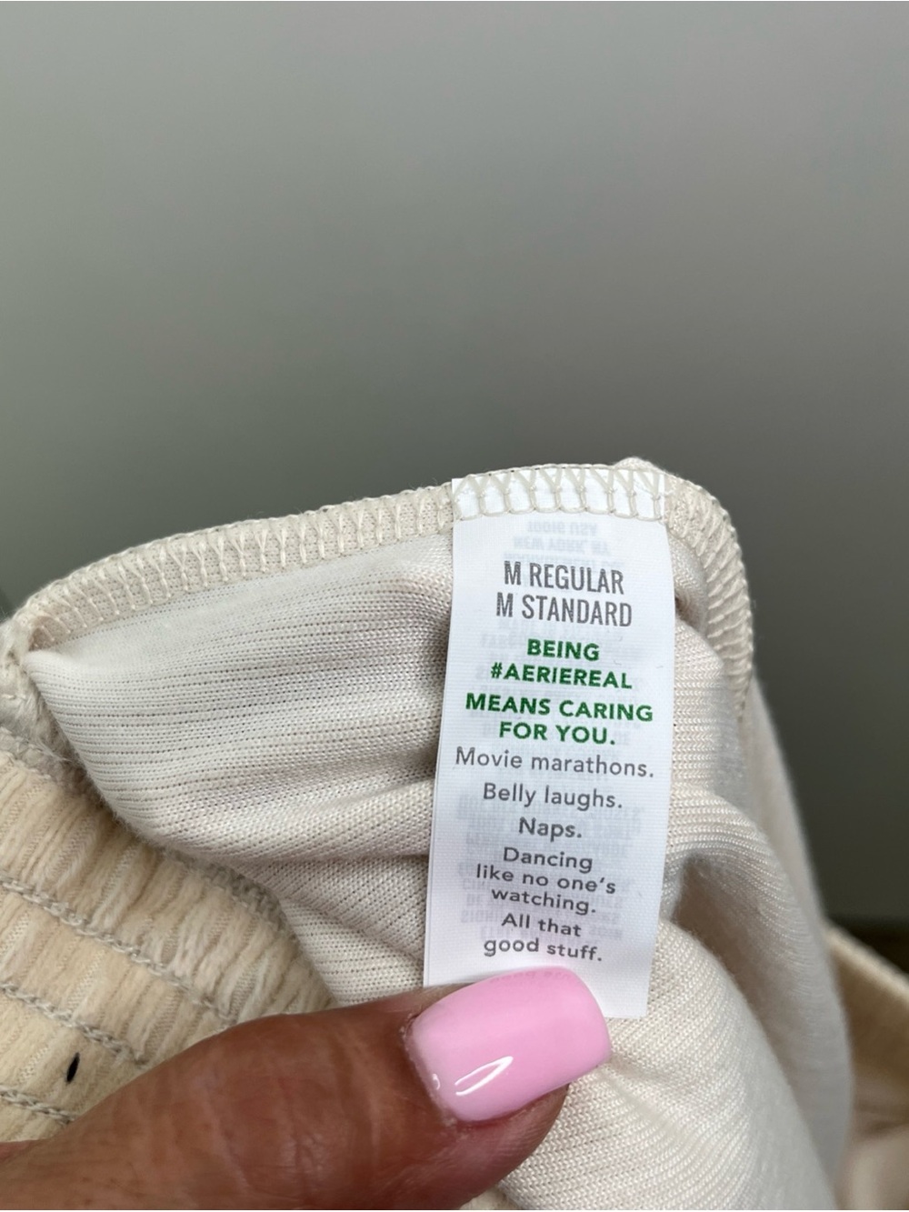 NWT Aerie Corduroy Ribbed Flare Pants Size Medium High Rise Cream Elastic Waist - Picture 8 of 14
